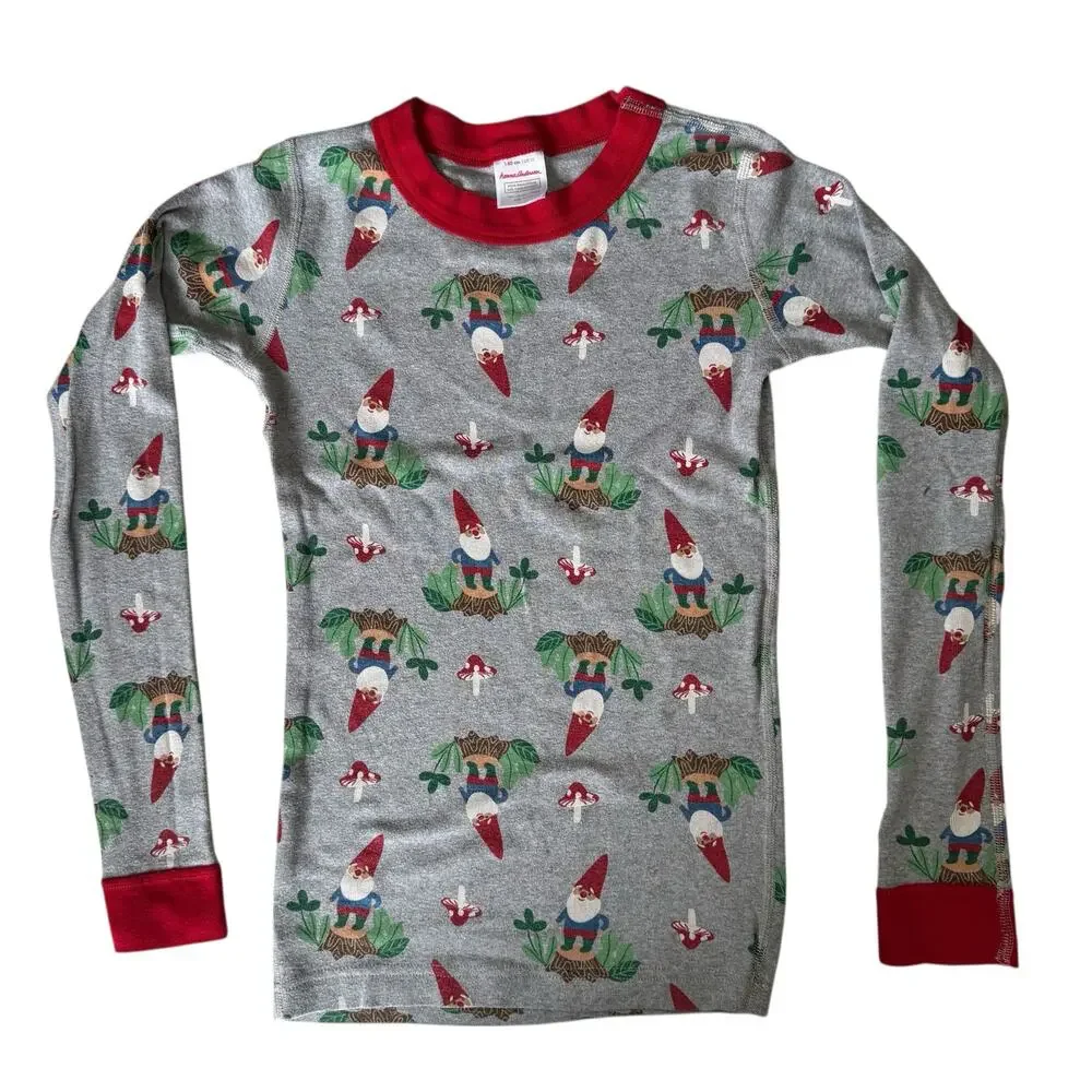 HANNA ANDERSSON Gnome Mushroom Garden Long John Pajama Set Size 10 140 Organic